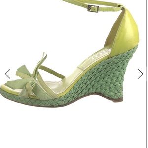 Dior Green/Lime/Yellow Wedge Sandals 38/8